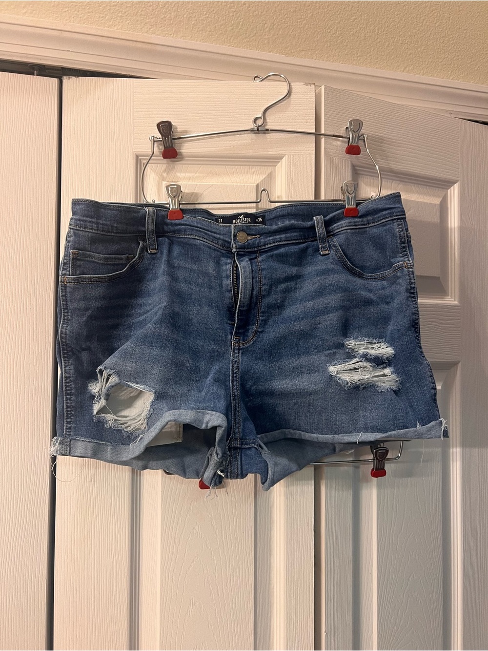 Hollister Blue Distressed Denim Jean Shorts